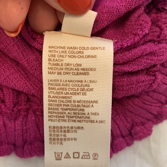 NEW FREE PEOPLE Cora Lee off the shoulder top pink ombré cropped elastic small - Picture 9 of 12